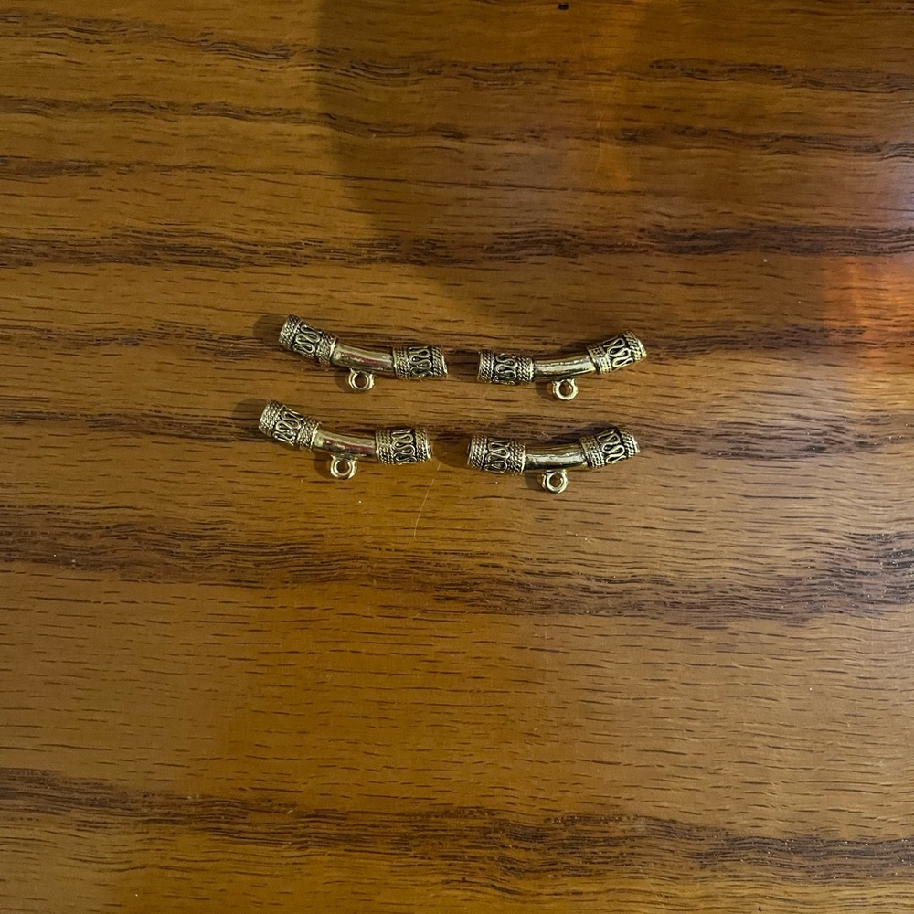 Vintage Bead Bail Filigree Tube Finding  Gold-finished Lot-4